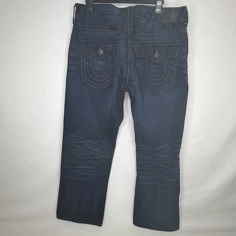 True Religion Men's Jeans Ricky Straight w/ Flap City Highlight Size 36x28
